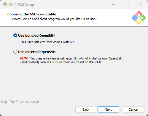 Choosing the SSH executable