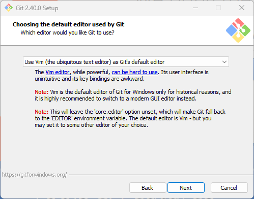 Choosing the default editor used by Git